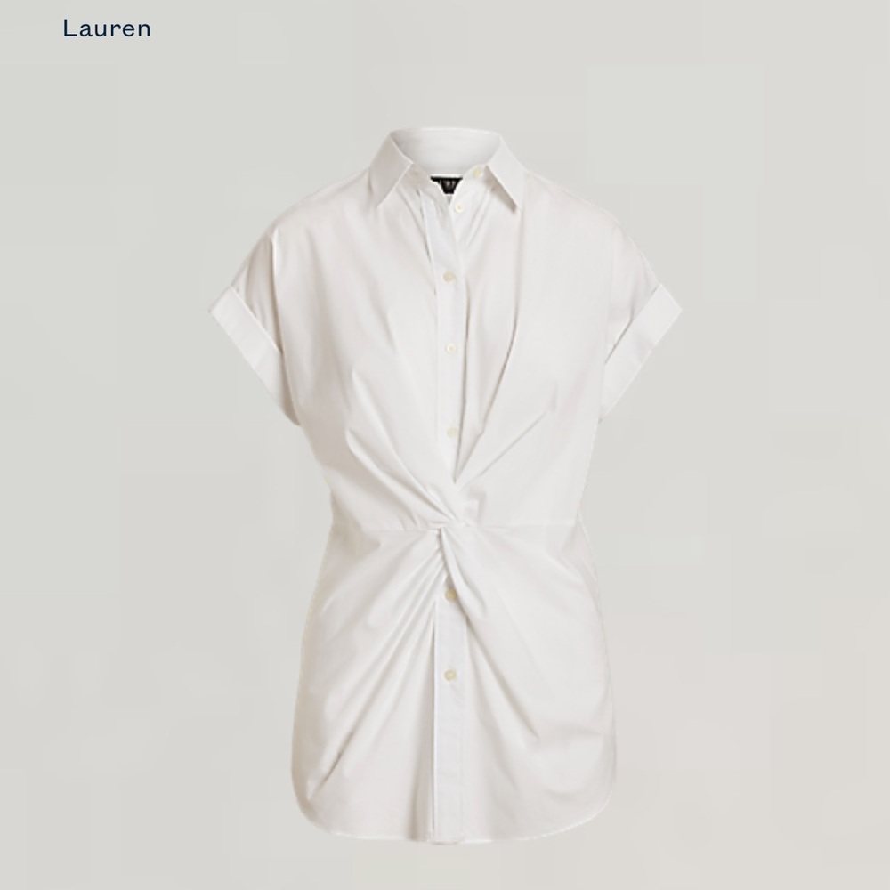 NWT Ralph Lauren White Twist Front Top Small Cotton Blend - Picture 6 of 6